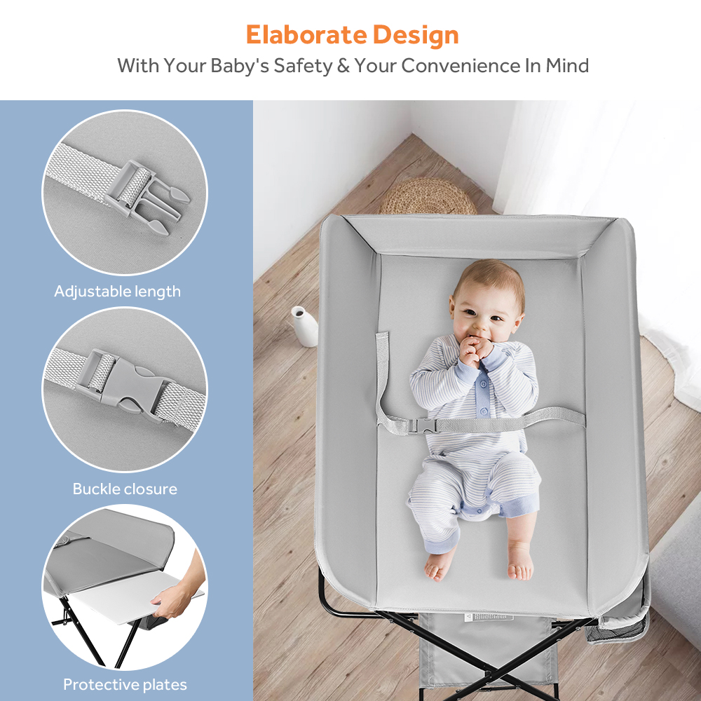 Portable and Foldable Baby Changing Table with Side Storage Basket LIVINGbasics®