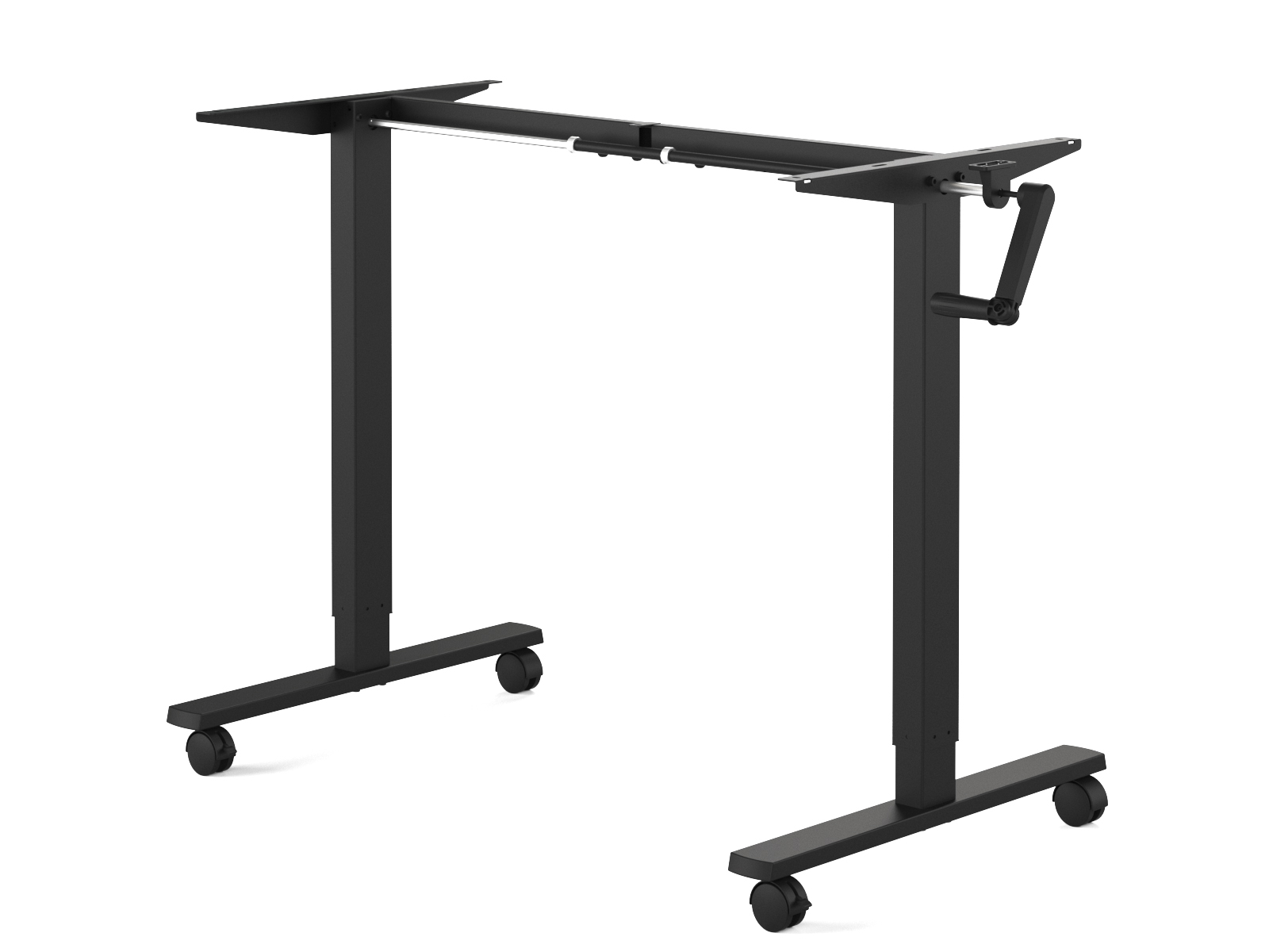 black hand-cranked ergonomic standing desk frame