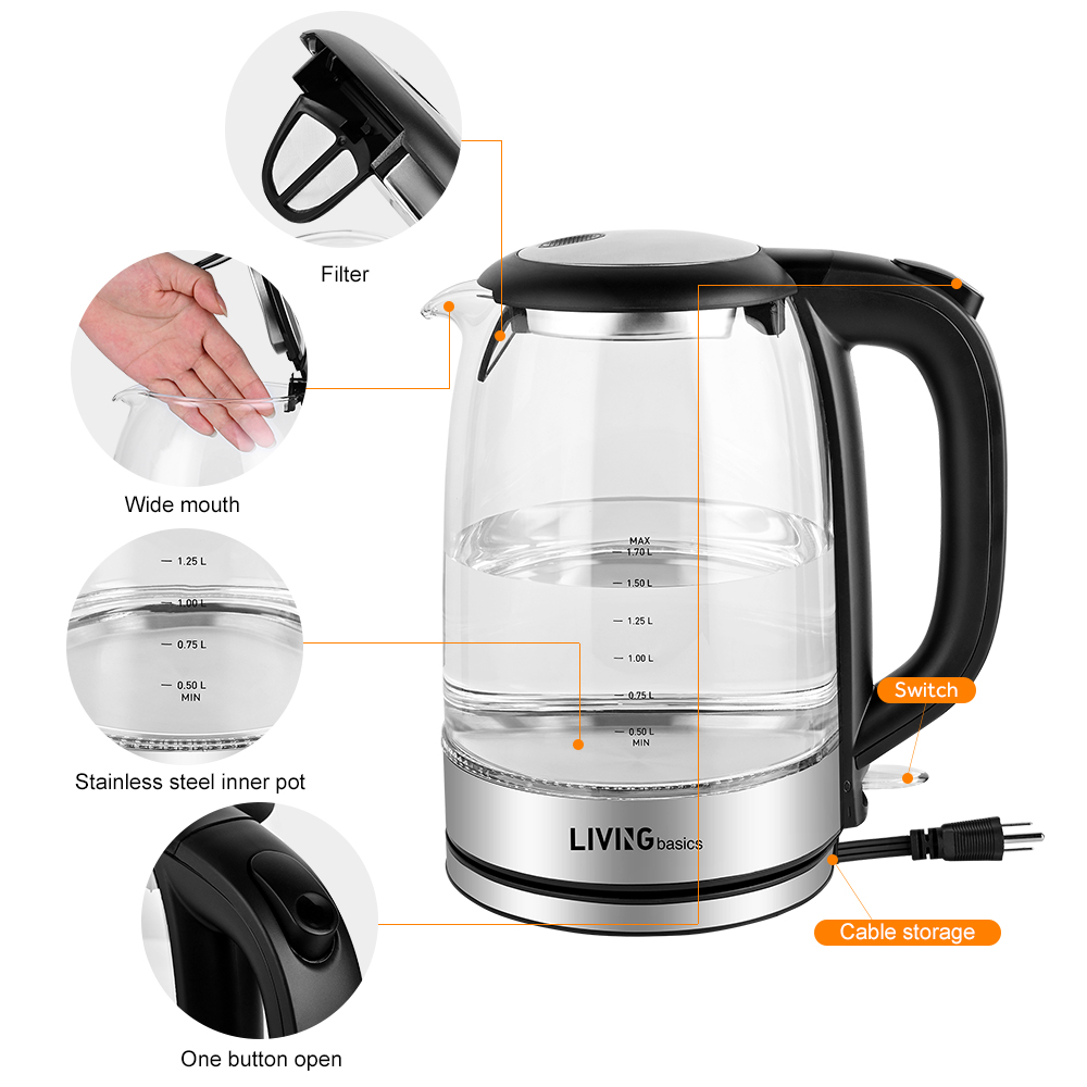 1.7L Cordless Electric Tea Kettle LIVINGbasics