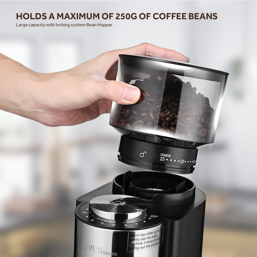 Conical Burr Coffee Grinder Adjustable Automatic Burr Mill LIVINGBasics®