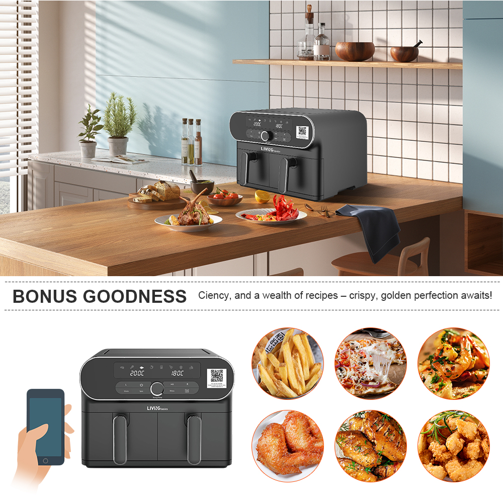 XL 11 QT 8in1 Air Fryer with Two Independent Baskets (5.5QT) and 8