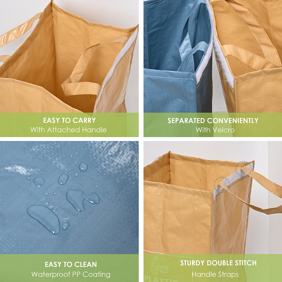 Kitchen Garbage Recycling Waste Bin Bags set, Separate 40L Sorting Bin