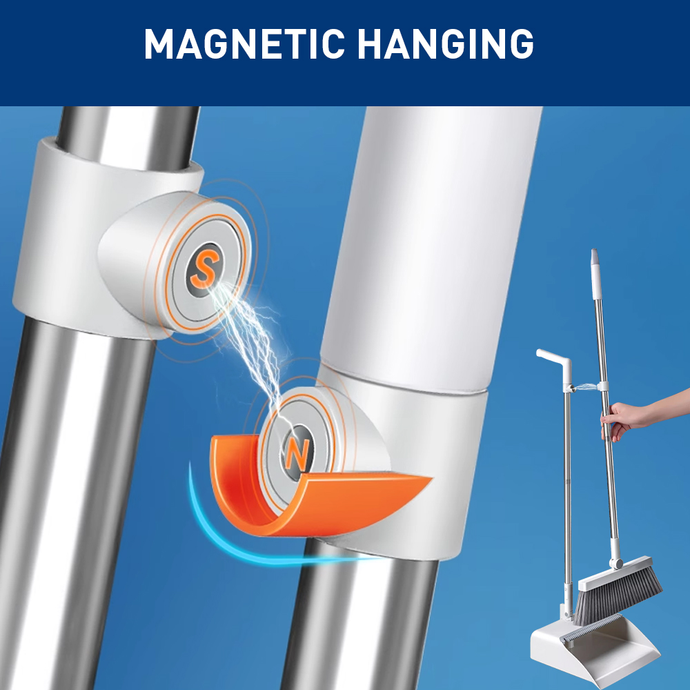 Broom with Dustpan Combo Set, Upright Standing Dustpan with Hook STORA™