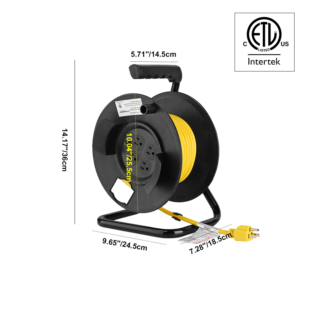 Enrouleur Professionnel 50m ingelec Noir - Avec Protection - Garantie 06 mois