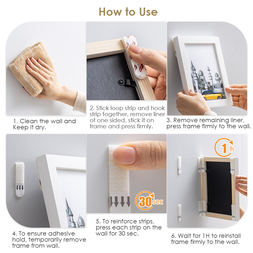 Adhesive Strips for DamageFree Picture Hanging 12Pack