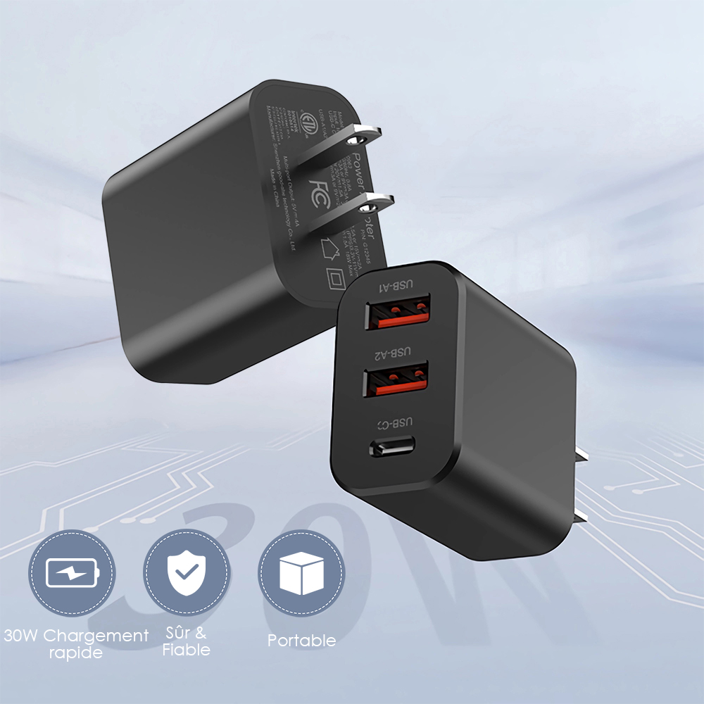 Chargeur GaN Jaym 30W USB-C Rapide Avec Câble 2m - Compact Blanc