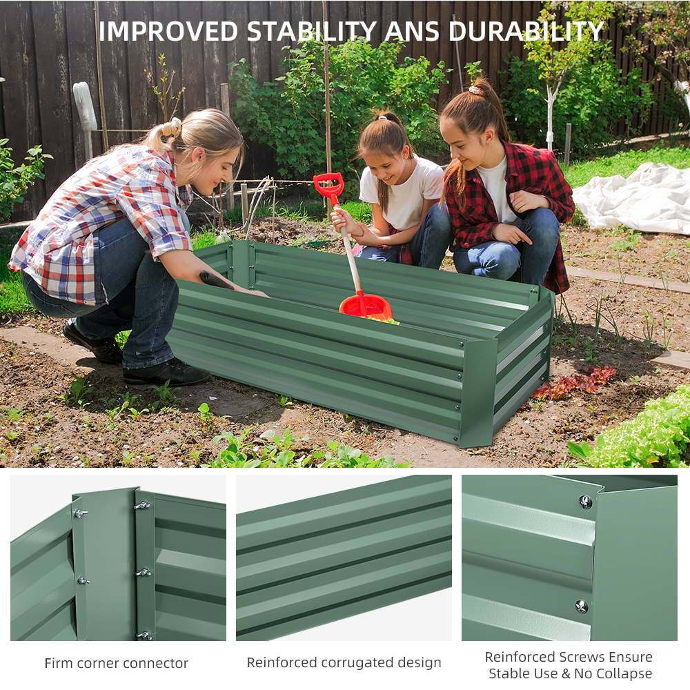 Metal Raised Garden Bed - 4 x 2 x 1Ft, Weather-Resistant