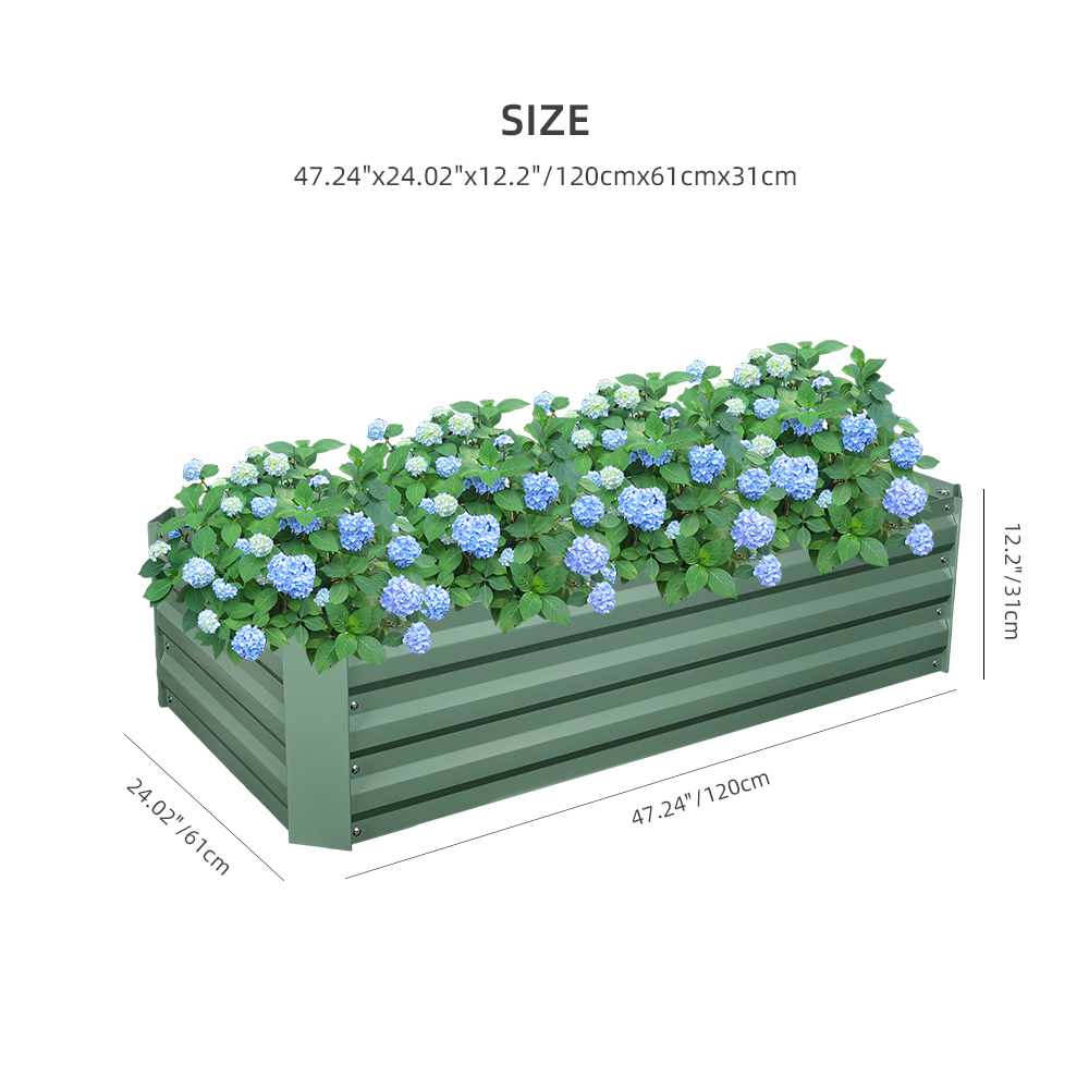 Metal Raised Garden Bed - 4 x 2 x 1Ft, Weather-Resistant
