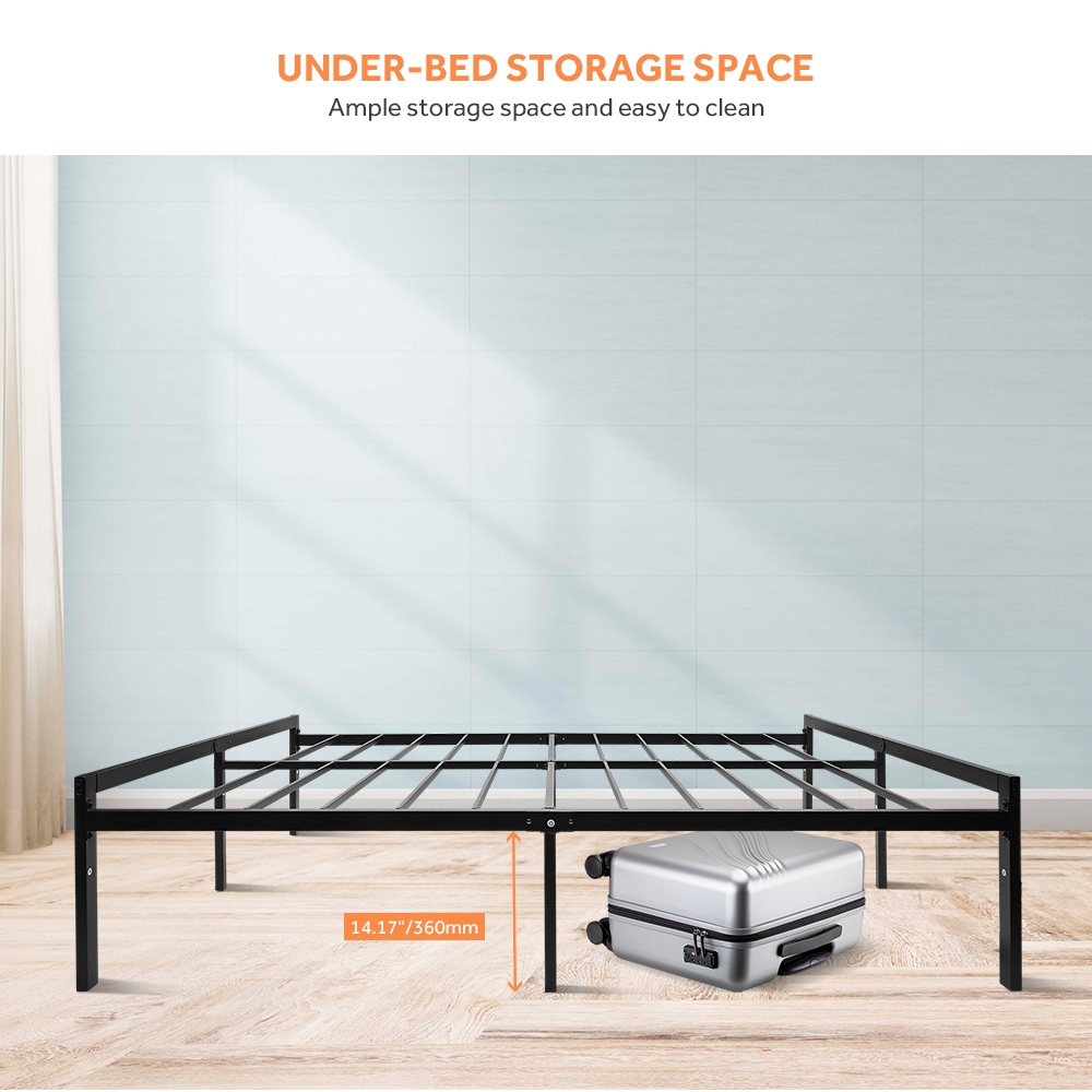 ベッドフレーム BED + MATTRESS with storage - 160x200 cm ITIMIDI 16 Inch White Full Size Bed Frames, Heavy Duty Steel