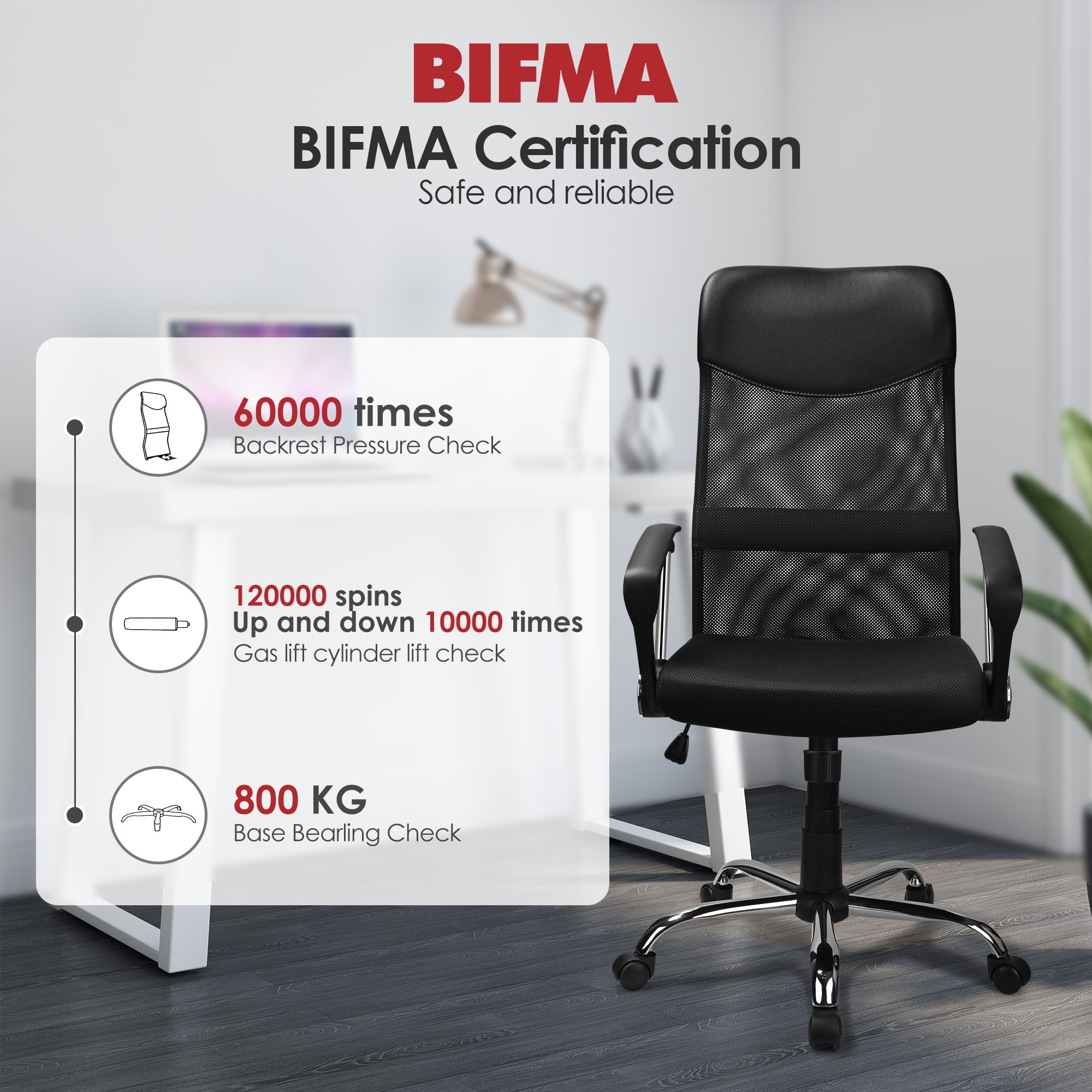 Moustache Ergonomic Adjustable HighBack Mesh Chair Black