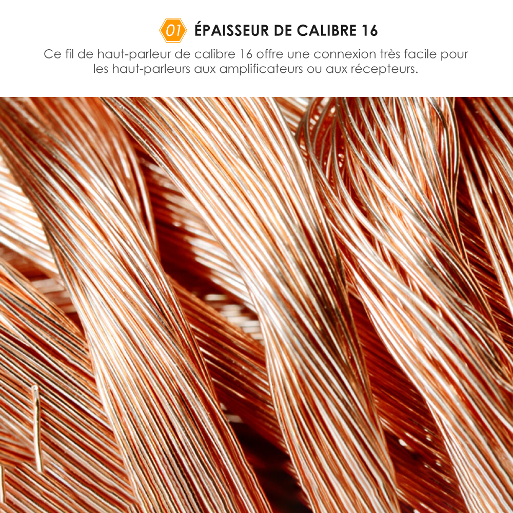 Câble Haut-Parleur Tressé Lazmin - 12 Brins De Cuivre Pur, Pour Réparation De Subwoofer, Longueur 2m