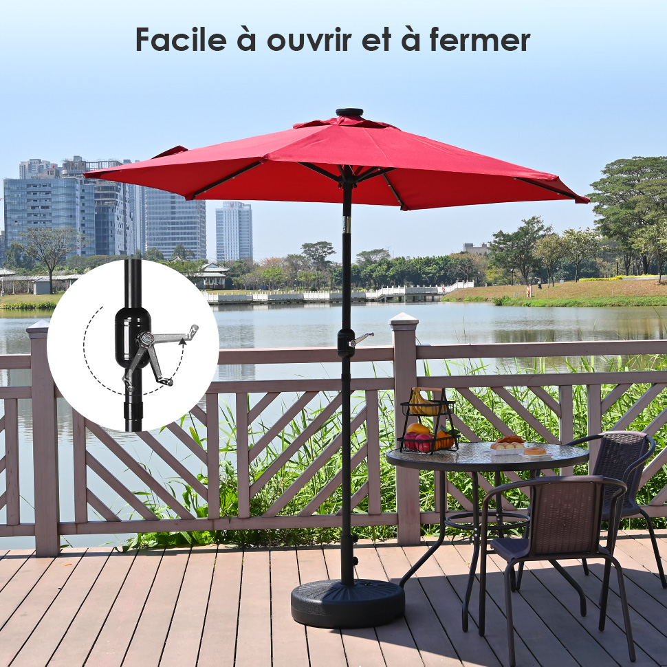 Lumière Parasol SANON - Sans Fil, 4 Piles AA - 3 Luminosités, 28 LED - Pour Jardin, Terrasse, Camping