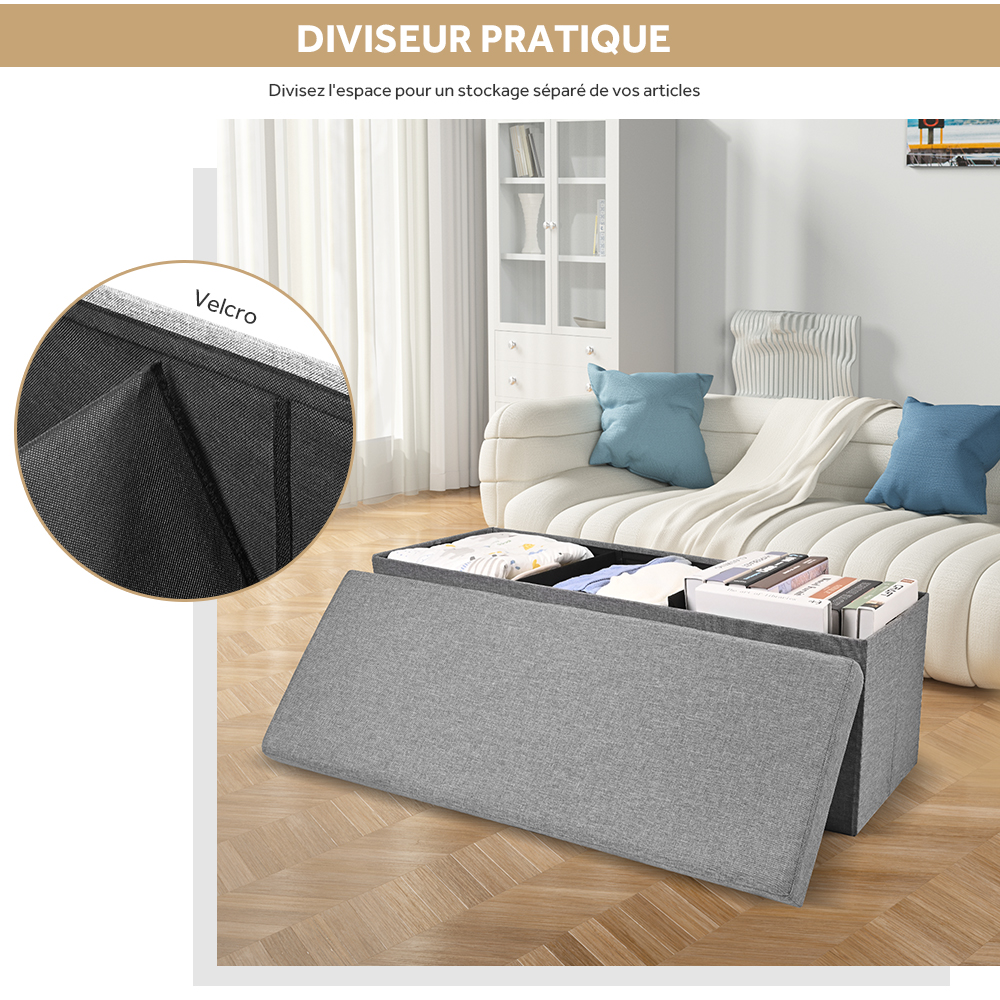 Banc de rangement en tissu polyester - Watford - House Nordic