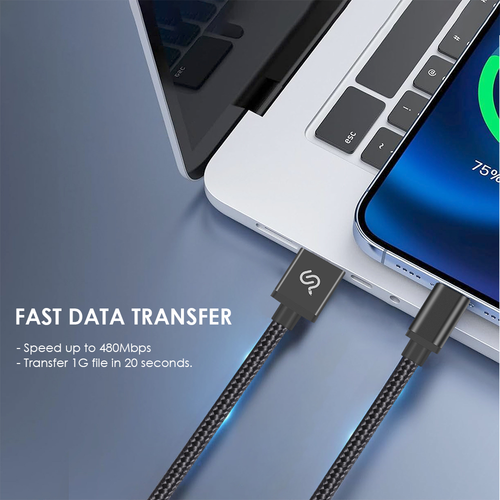 480Mbps magnetic USB-A to USB-C cable plugged a laptop to a phone, while it can transfer 1GB file in 20 seconds