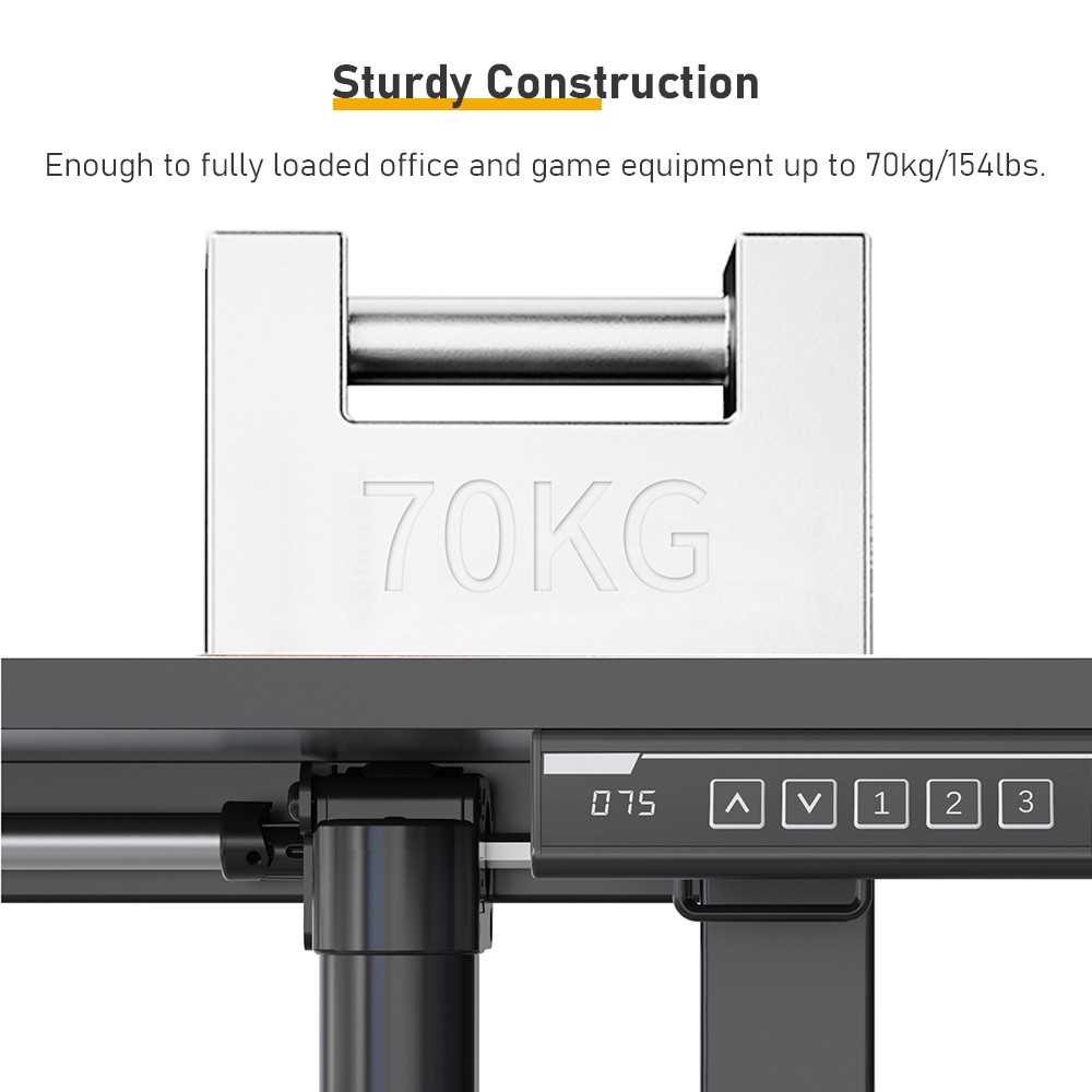The electric sit-to-stand desk frame is so sturdy that it can bear a maximum load of 154 lbs