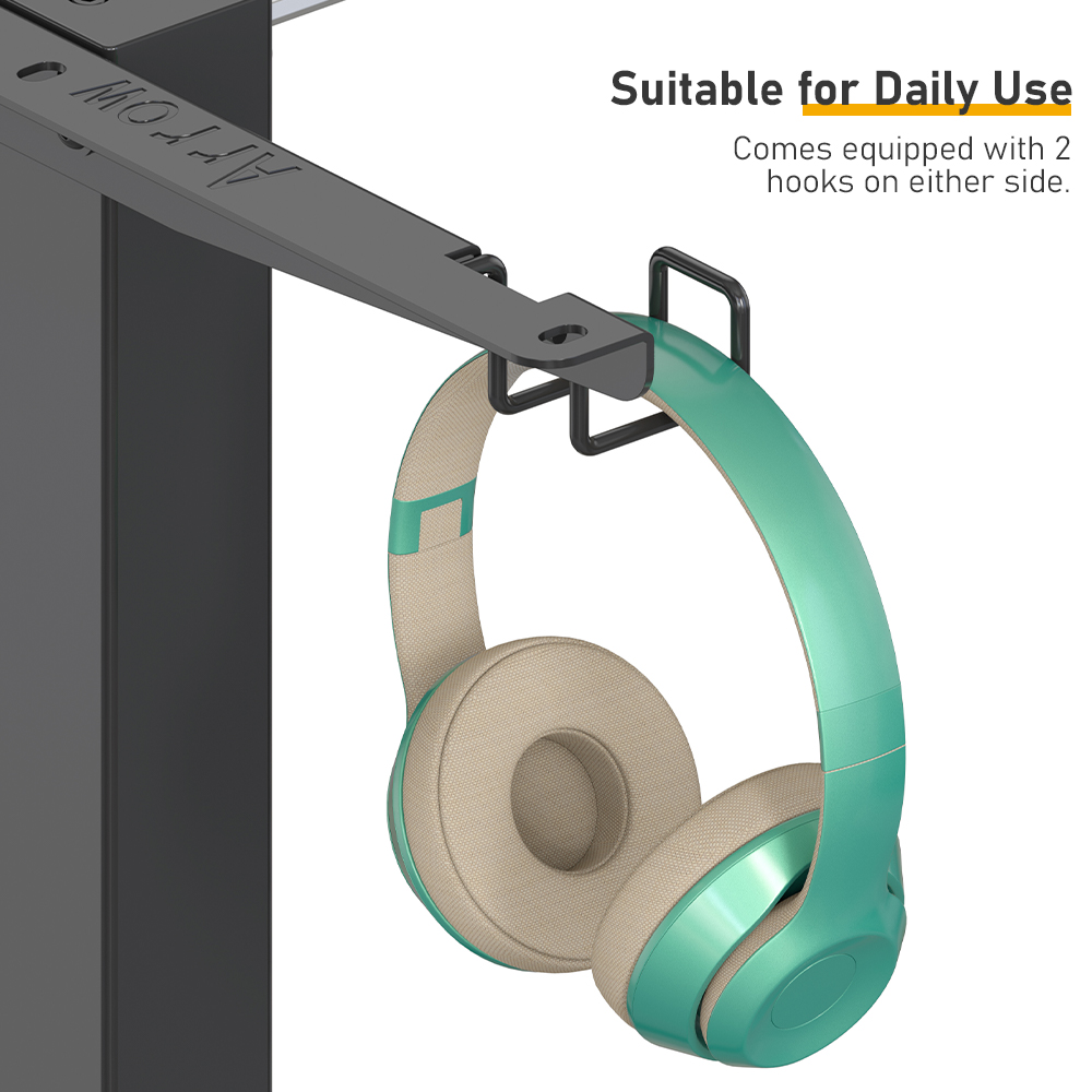 The sit and stand desk frame has headphone hooks on both sides for convenient daily use