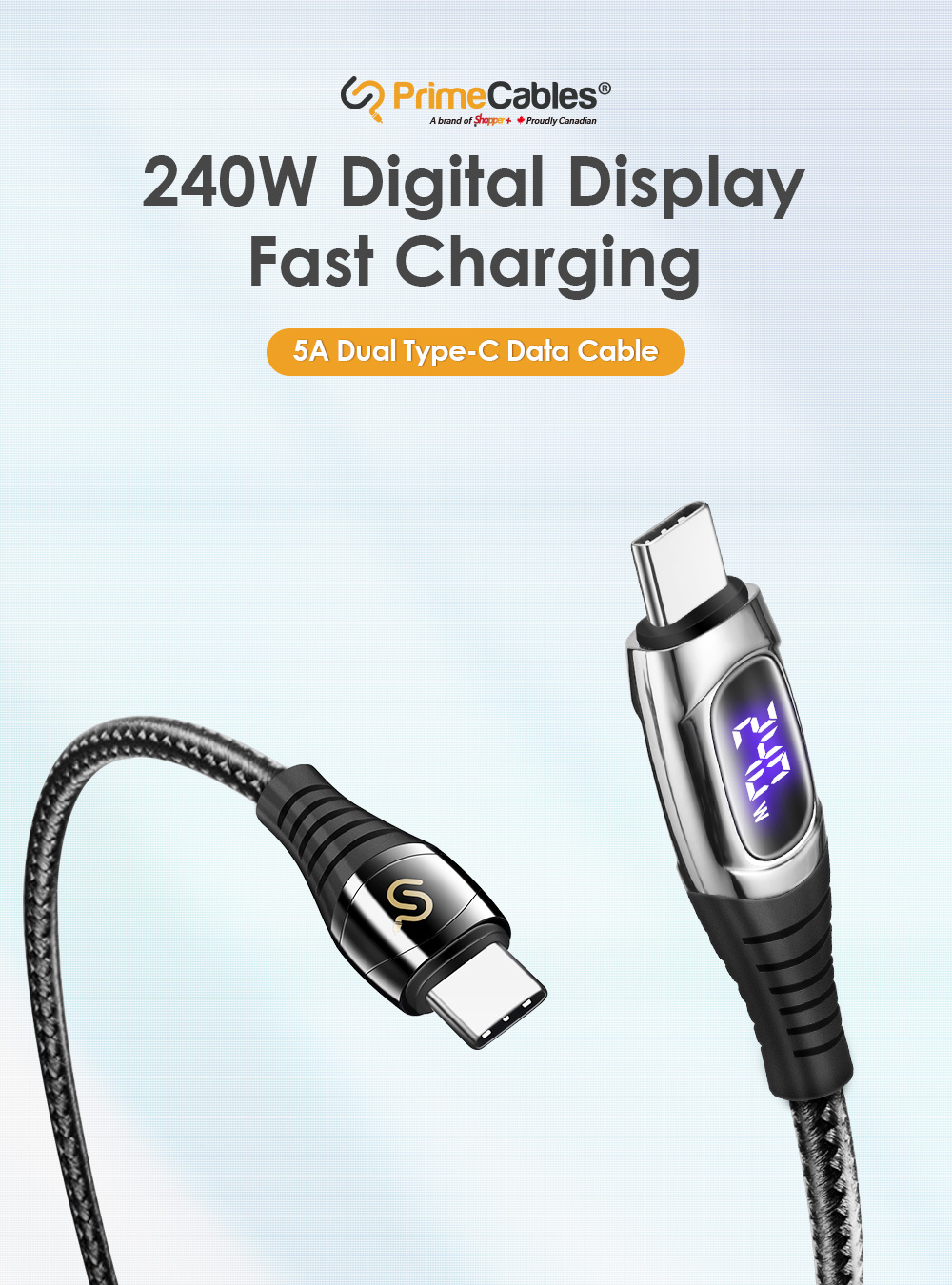 240W(EPR) Fast Charging USB C to USB C Cable with LED Display
