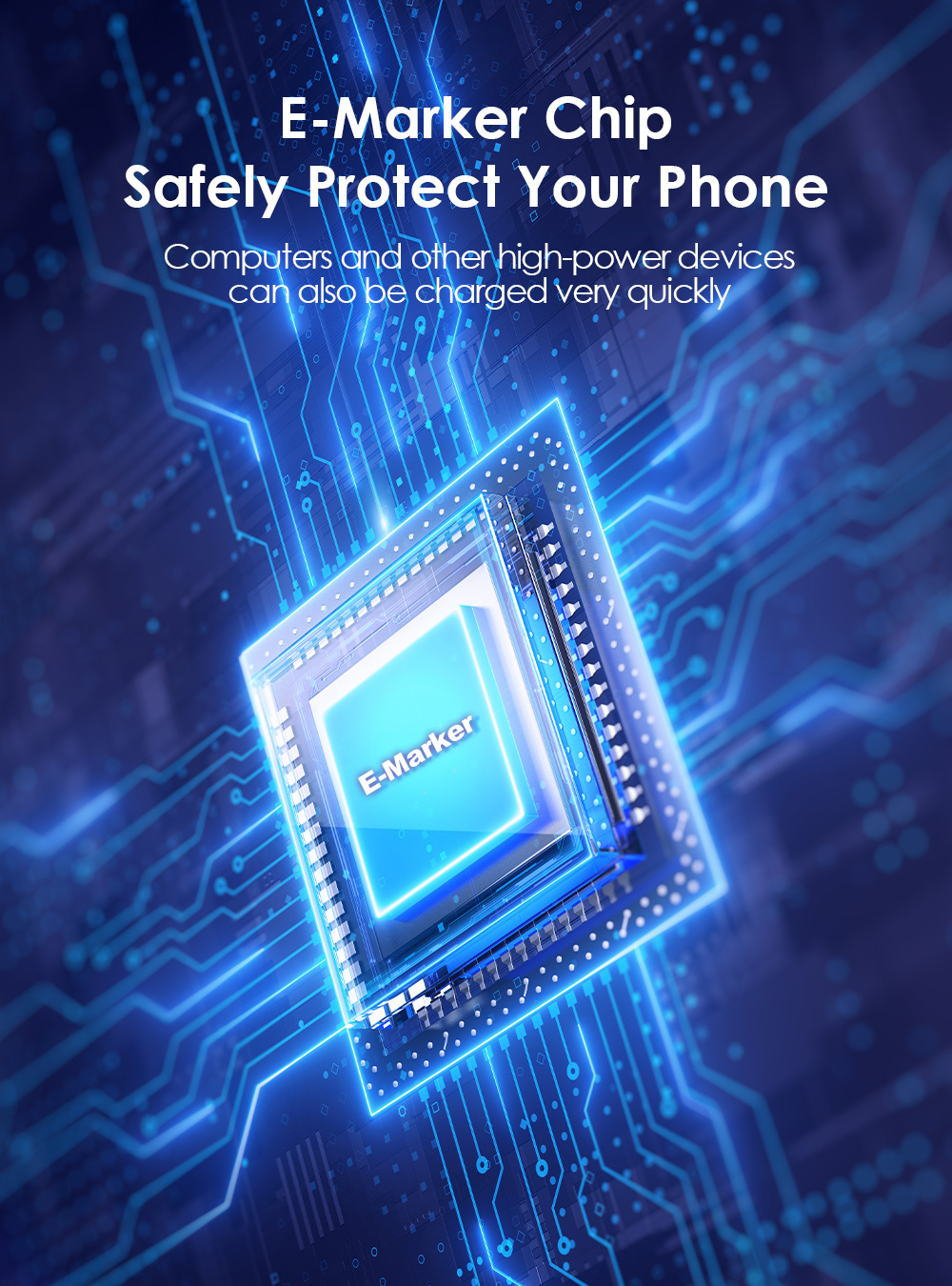 The E-Marker chip of a USB Type-C charging cord can safely protect a phone or computer while fast charging