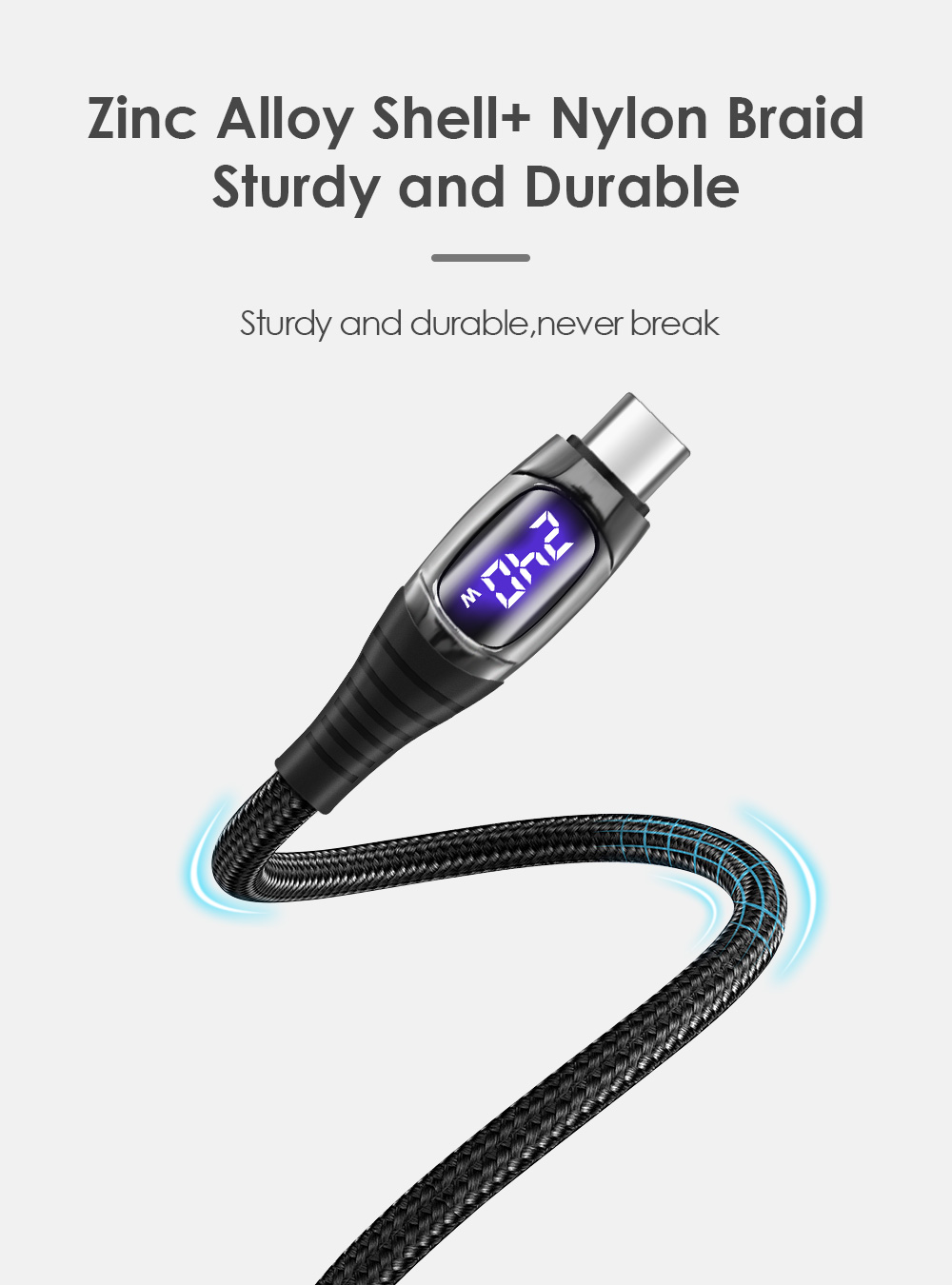 The durable PrimeCables USB Type-C comes from the zinc alloy shell and nylon braid wire