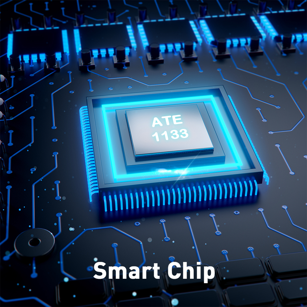 Close-up of smart chip of the Type-C to 3.5mm audio Aux cable on circuit board background