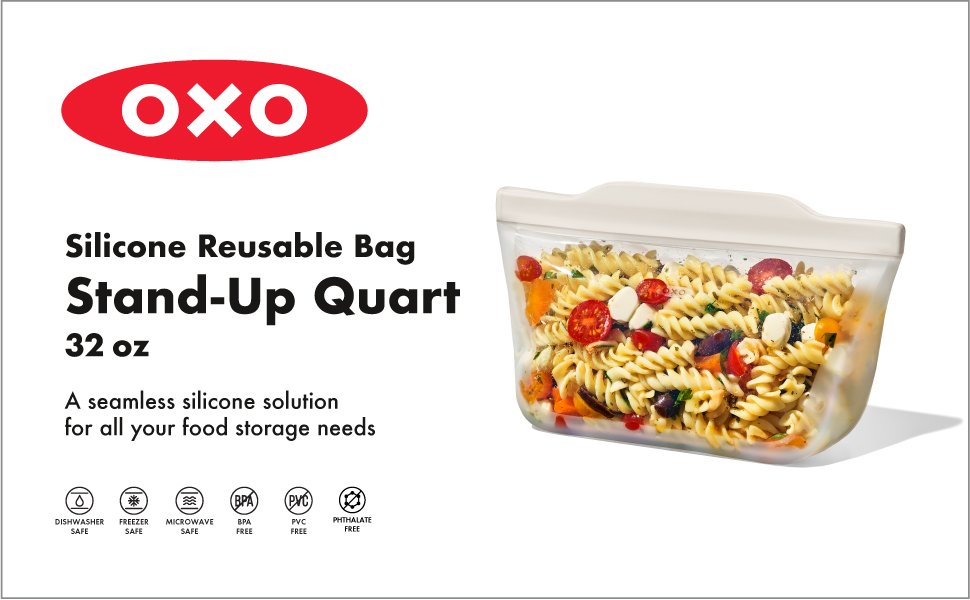 OXO Good Grips Silicone Reusable Bag Stand-Up Bag 1Qt 946ml/ 32oz