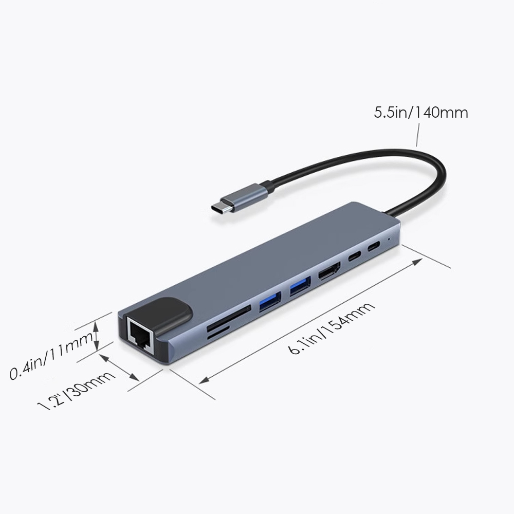 HUB USB C, Adaptateur USB C 8 En 1 Avec HDMI 4K, PD 100 W