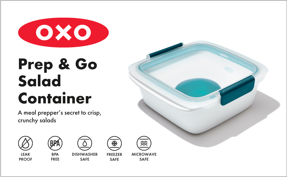 OXO Good Grips Prep & Go Divide Container Small - 500ml BPA-Free, 2 Compartment Food Container With Lid