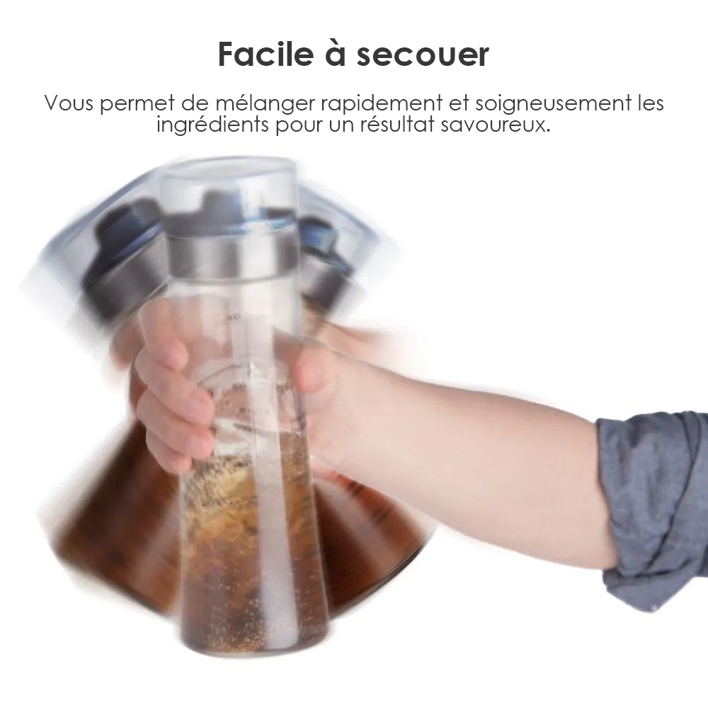 Shaker à Vinaigrette 200 Ml - Sans BPA, Anti-fuites - Pour Sauces, Marinades, Cuisine - Avec Couvercle