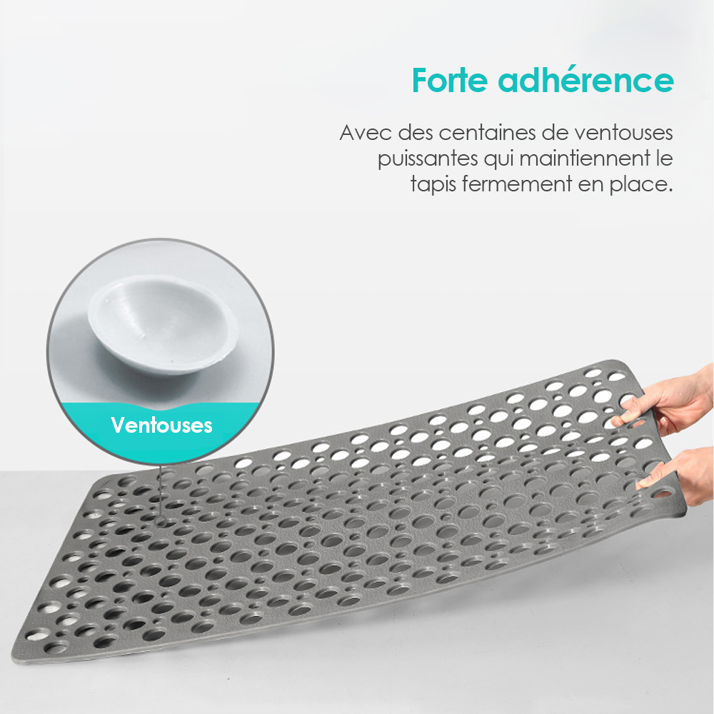 Tapis De Bain Antidérapant Transparent 34x75 Cm - PVC, Ventouses, Facile à Nettoyer | Pour Baignoire, Sécurité Douche