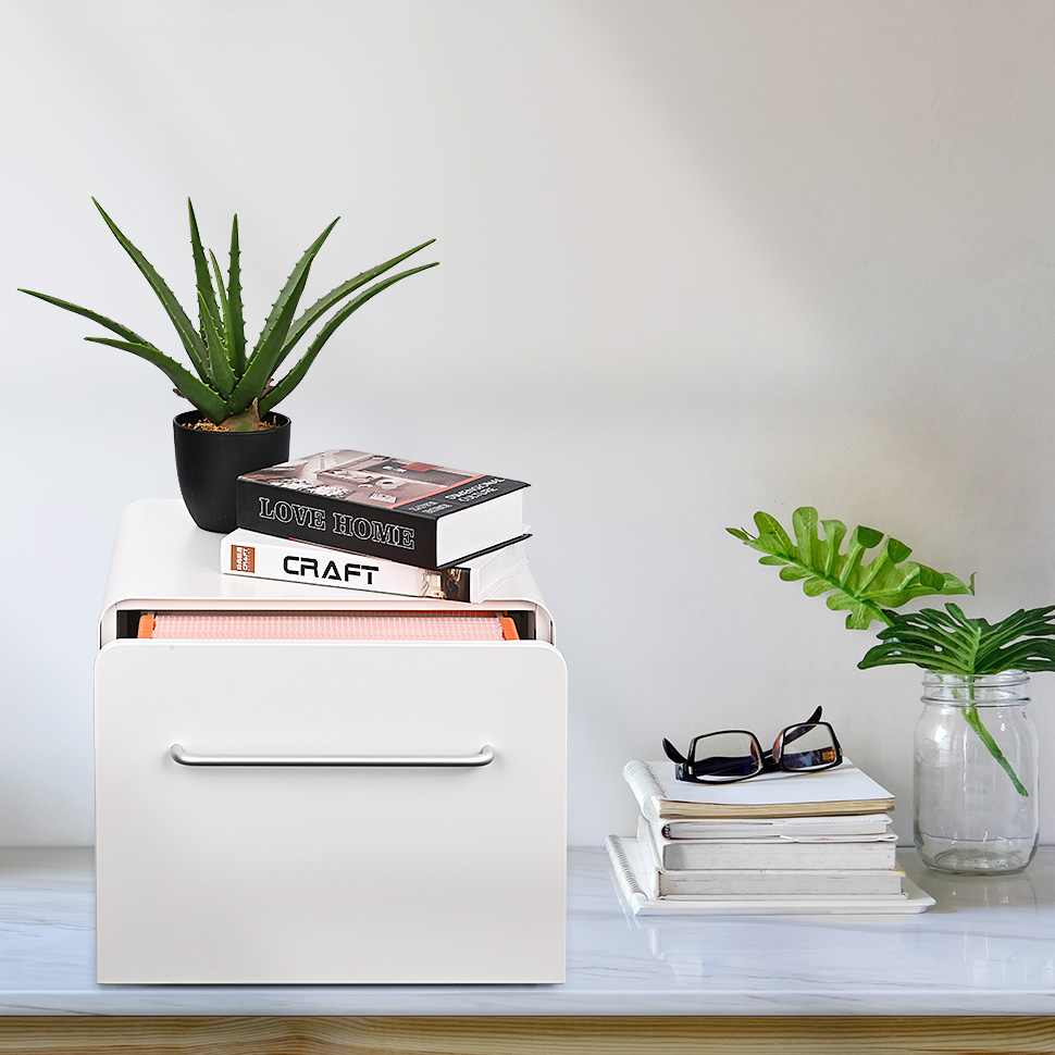 White Metal File Cabinet with Silent Slide Rails – Letter Size Storage