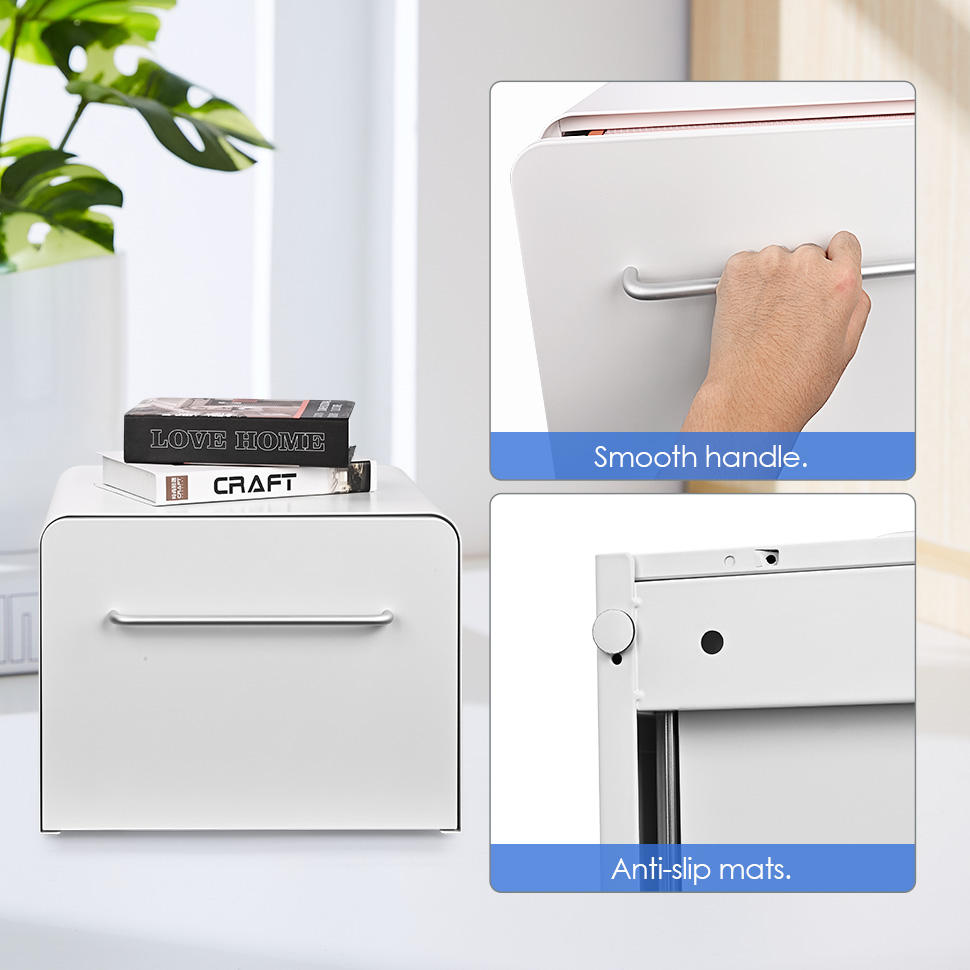 Moustache® Durable Metal File Cabinet with Silent Slide Rails – Letter Size, White