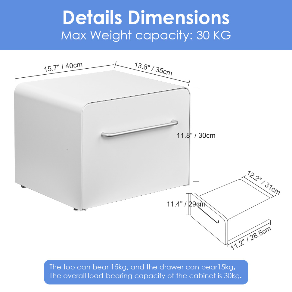 Moustache® Durable Metal File Cabinet with Silent Slide Rails – Letter Size, White