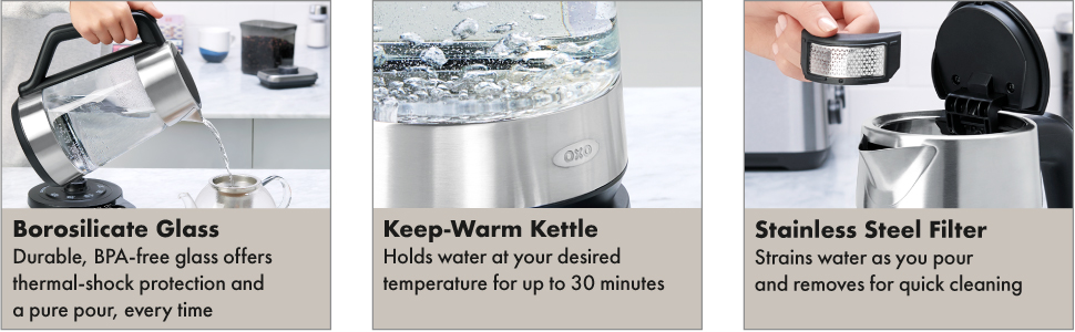 OXO BREW™ Adjustable Temperature Kettle, Electric, Clear OXO