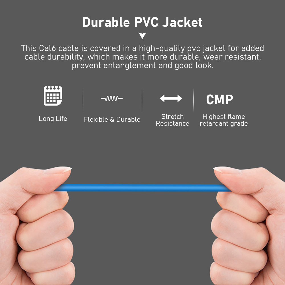 cat6 cable is covered in a high-quality pvc jacket for added cable durability