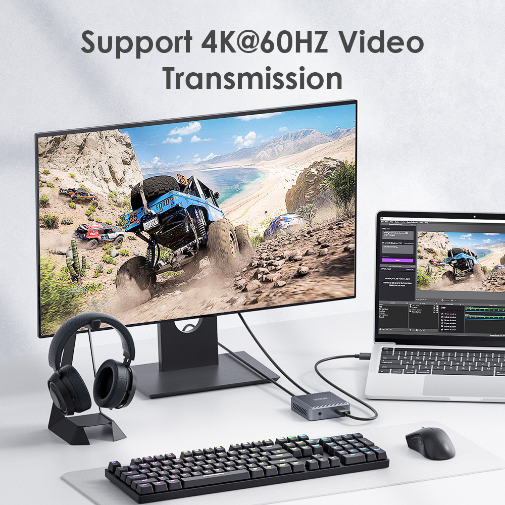 Extended laptop's content to a larger screen using a USB 3.2 Type-C cable, which supports up to 4K@60Hz video transmission