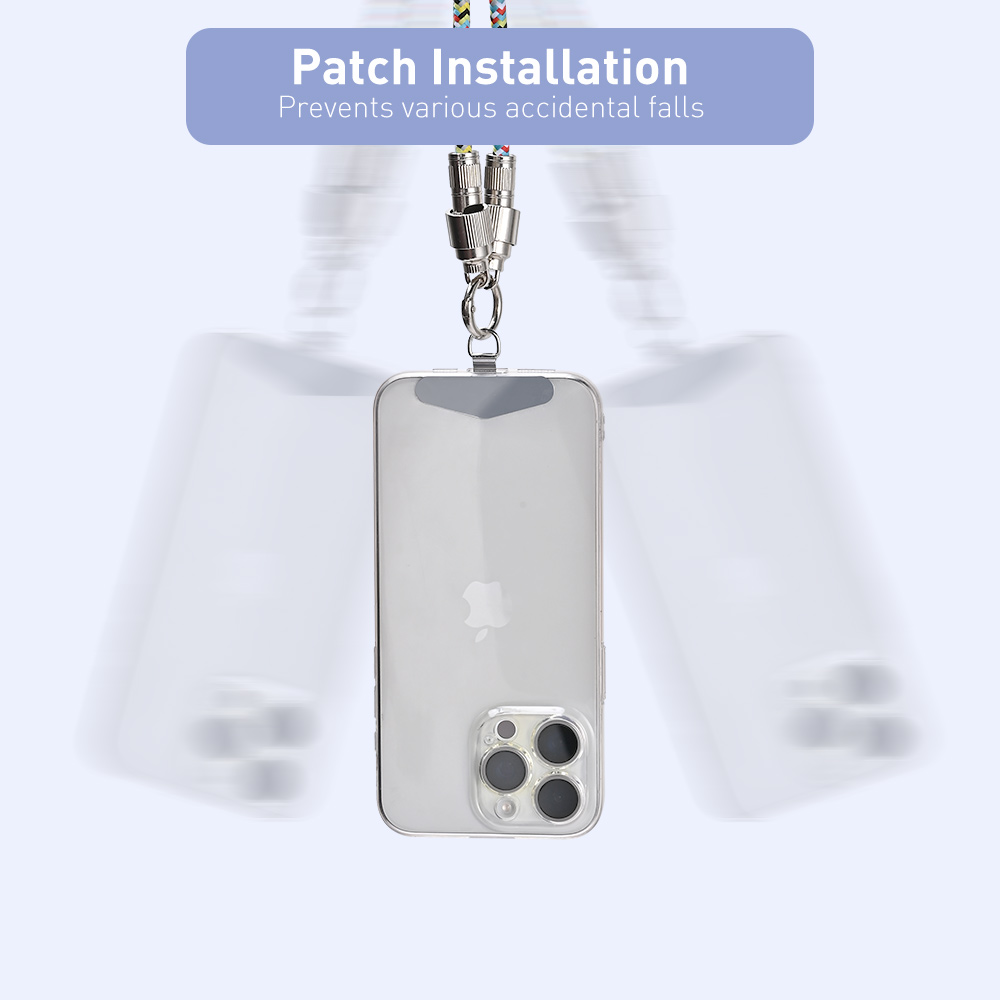 The patch of the USB-C cable phone lanyard can be attached to the smartphone case to prevent accidental falls