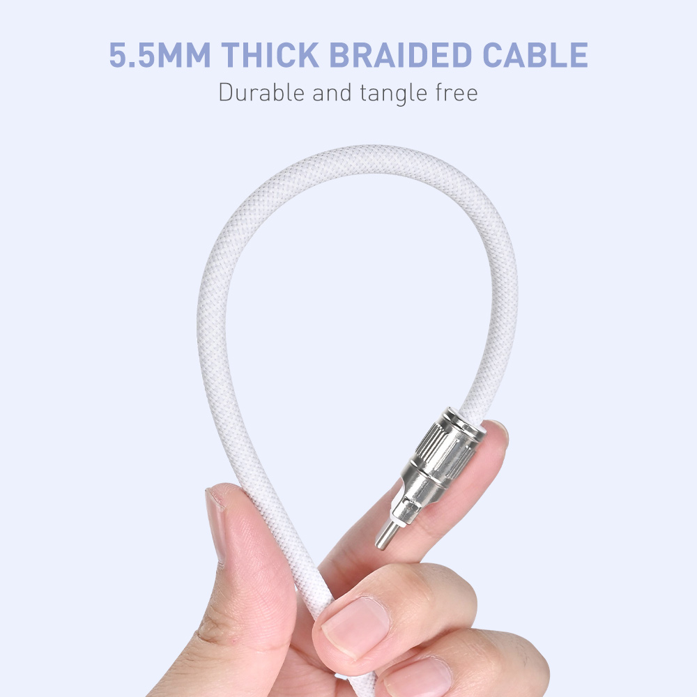 USB-C cable lanyard features a 5mm thick braided cable, highlighting its durable & tangle-resistant cable design