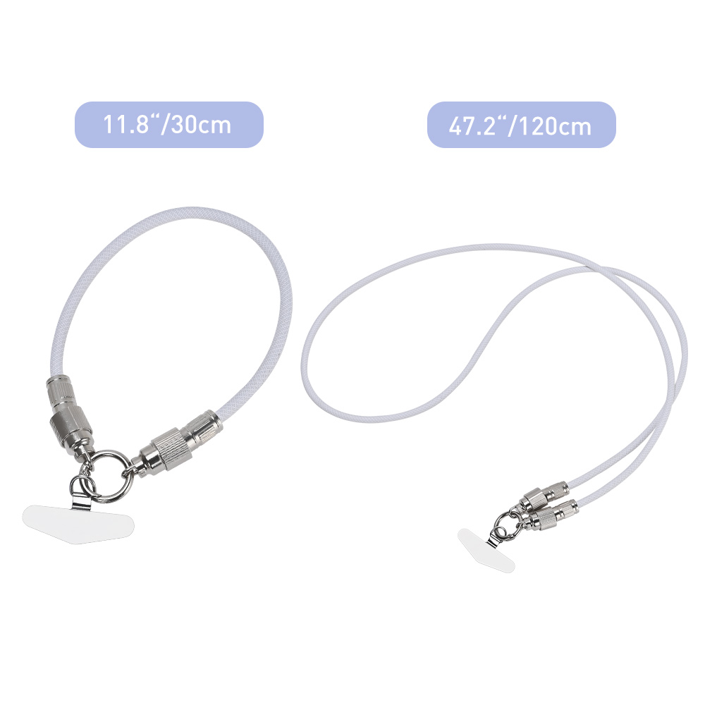 Two sizes of USB-C cable phone lanyard: 30cm short wrist strap and 120cm long neck strap