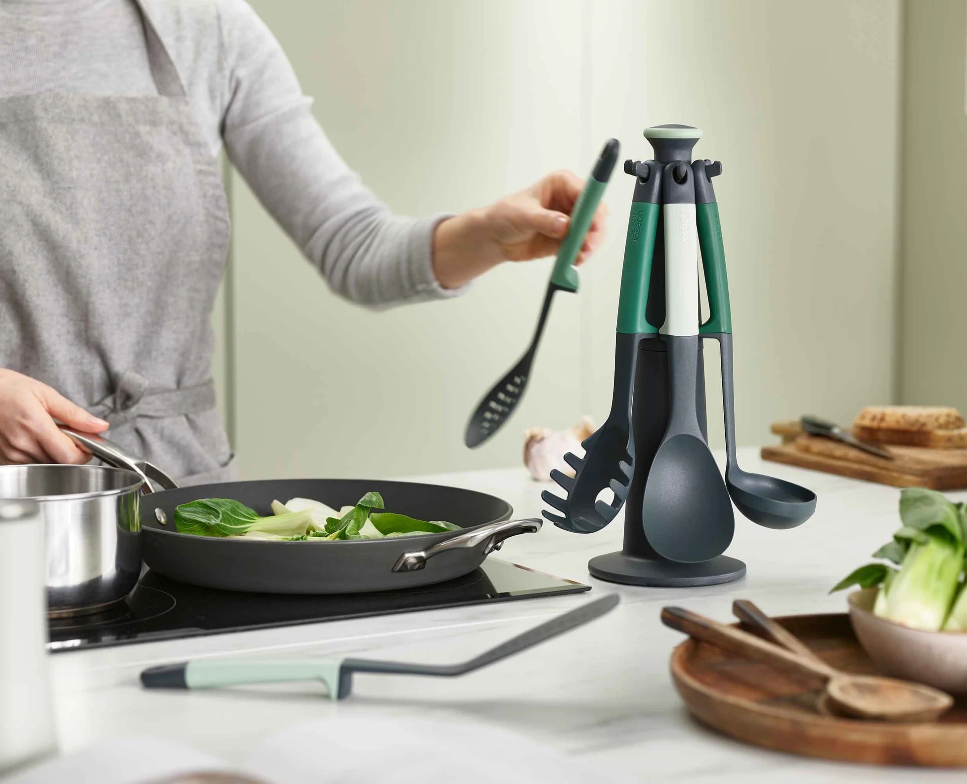 Elevate™ Sage Carousel Kitchen Tool Set with Rotating Storage