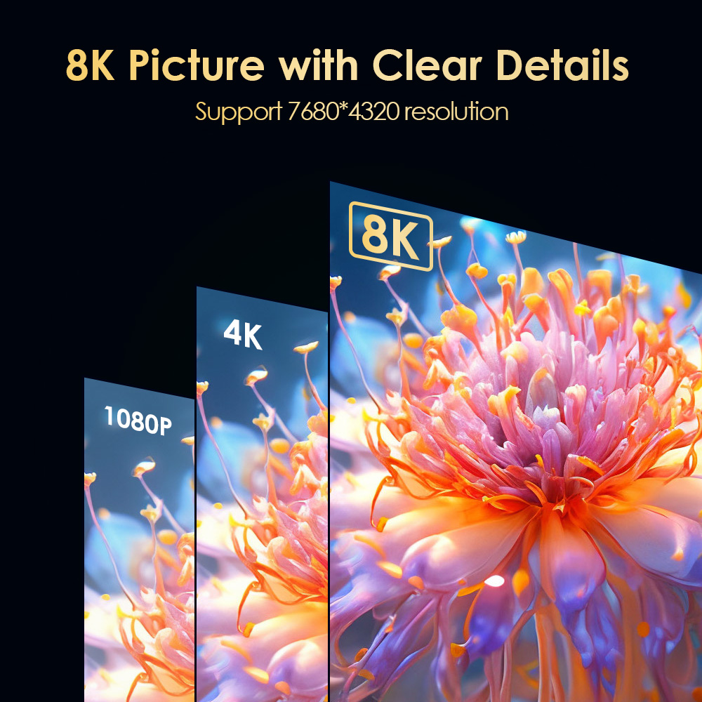 PrimeCables HDMI 2.1 cable's 8K (7680×4320) resolution is clearer than 4K and 1080P