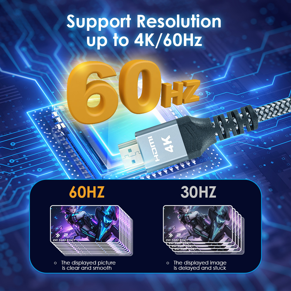 PrimeCables nylon-braided HDMI 2.0 cable supports up to 4K@60Hz for sharper, smoother visuals