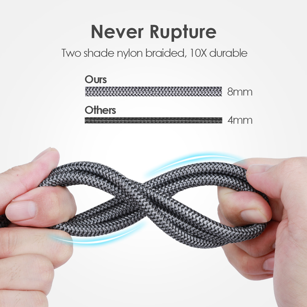 This 7mm two-tone nylon braided HDMI 2.0 cable is 10x stronger than standard cables