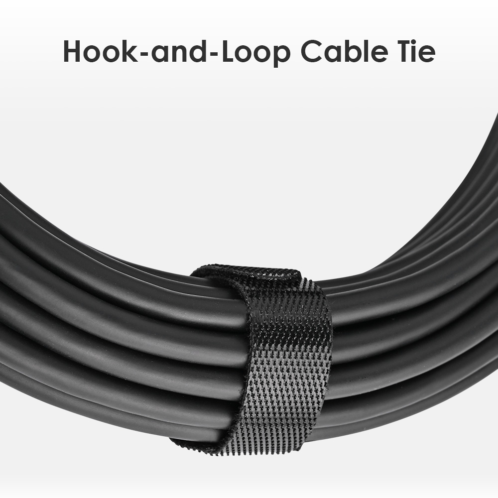 PrimeCables' black USB-C to HDMI cable is bundled with a black hook-and-loop cable tie
