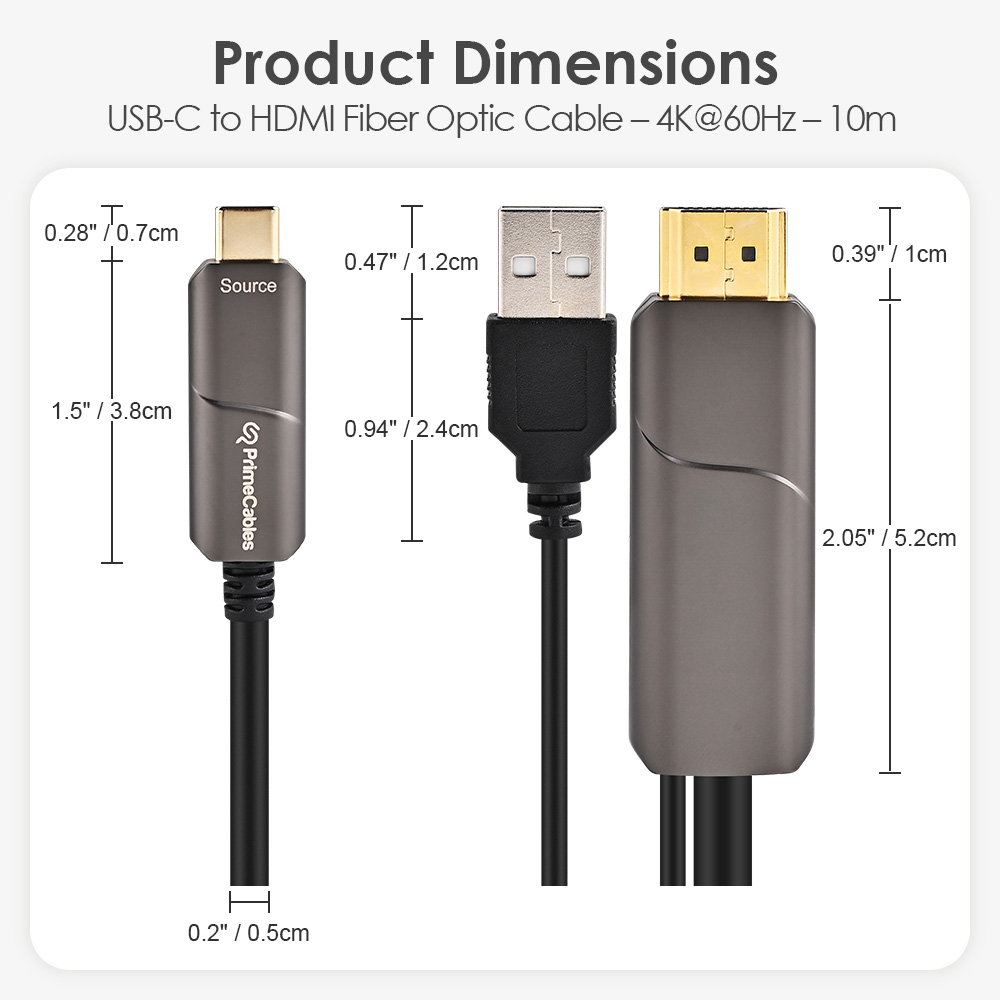 USB-C to HDMI Active Optical Cable (AOC) with USB Power – 4K@60Hz, 10m ...