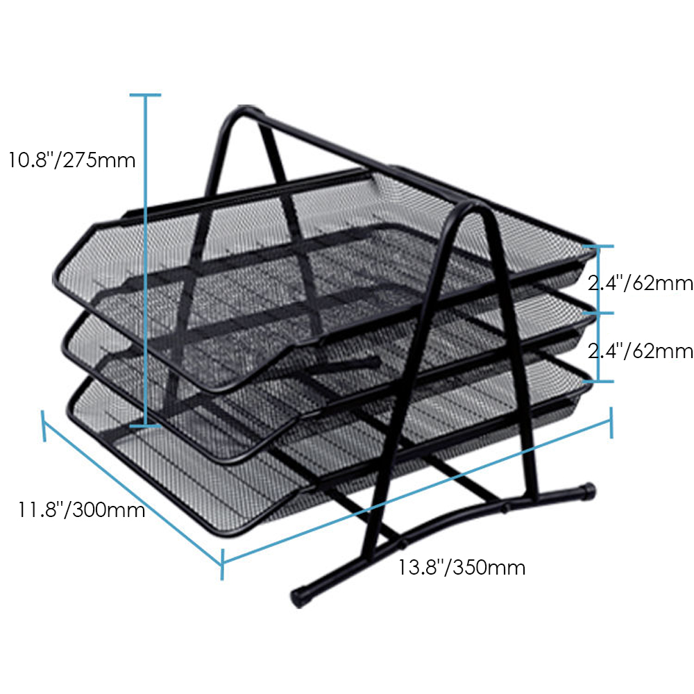 sayeec clearance desktop 3 tier file letter tray... Black Metal 3-Tier Sliding Letter Tray – Office Desktop File Organizer ...