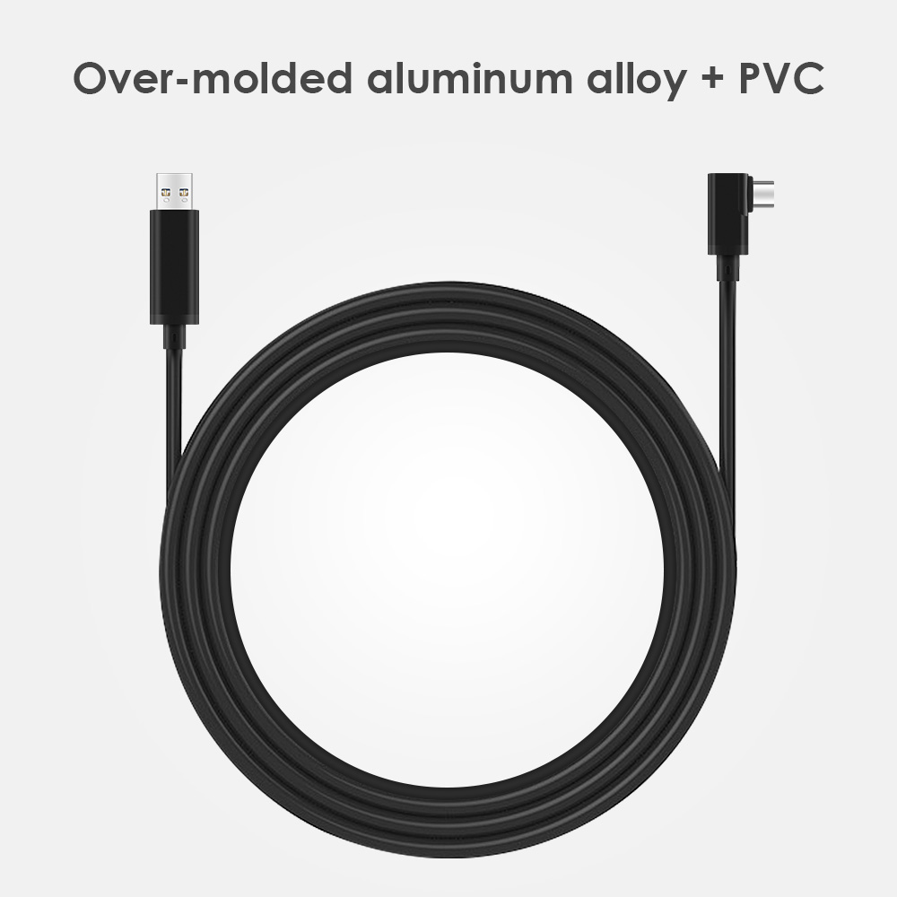 Black USB-A to right-angle USB-C cable comes with over-molded aluminum alloy and PVC connectors