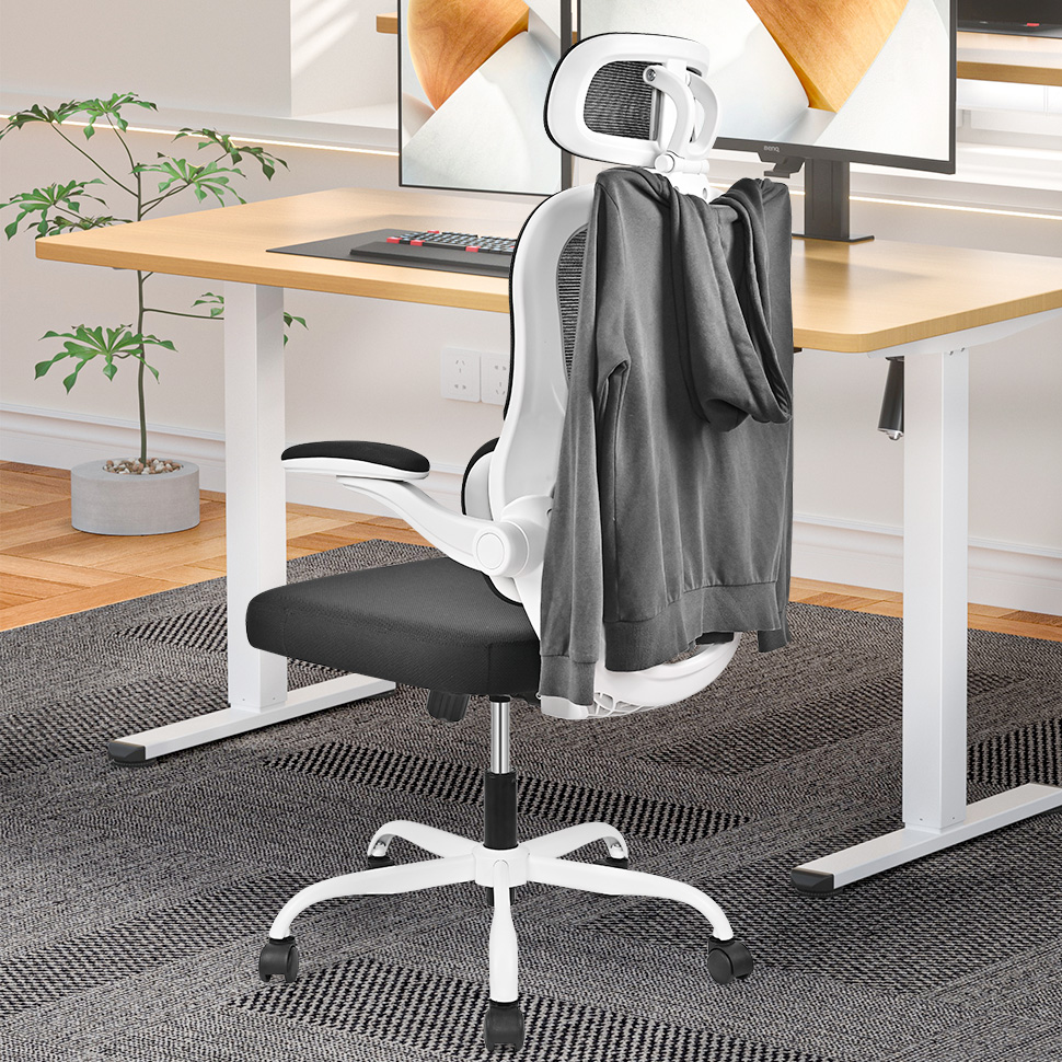 Moustache Mesh Office Chair with Three-Stage Lumbar Support & Flip-Up Armrests