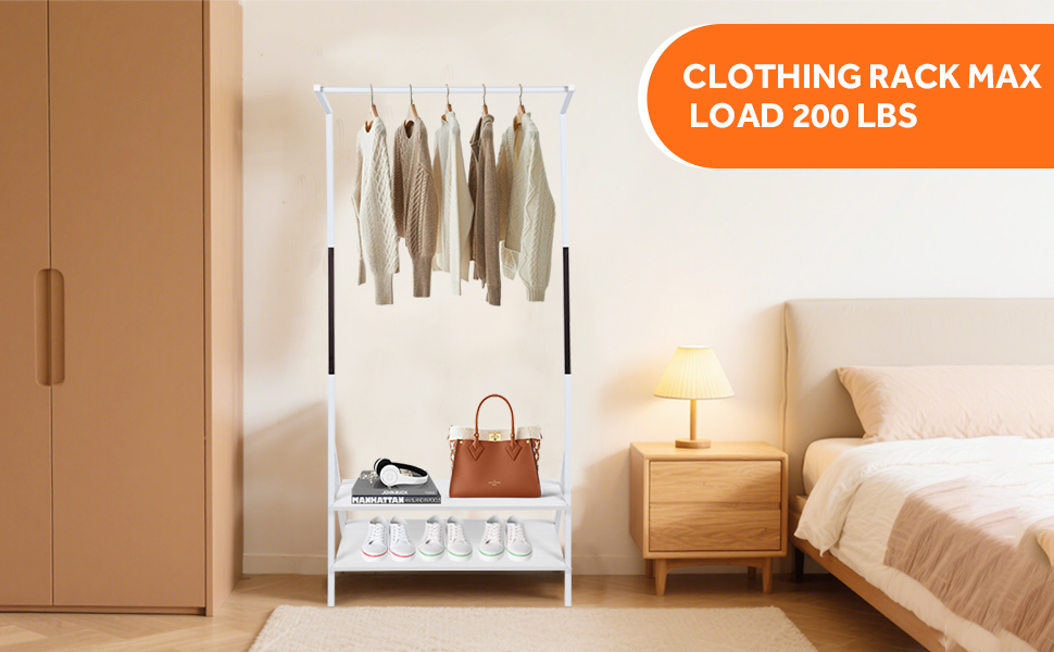 Z-Frame Garment Rack with 2-Tier Shelves
