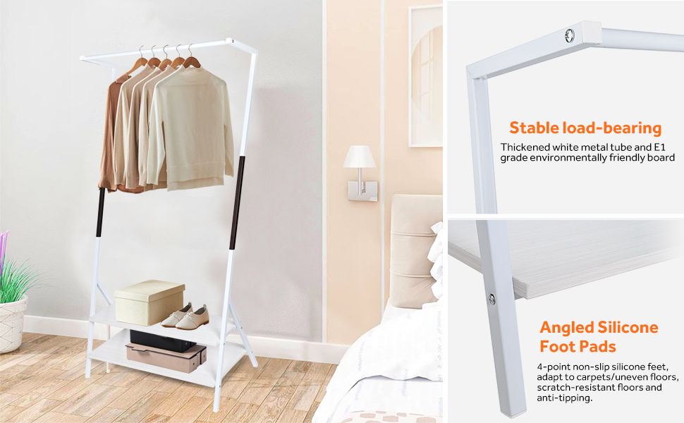Z-Frame Garment Rack with 2-Tier Shelves