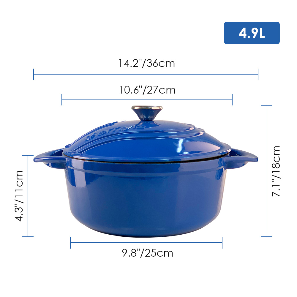 Cocotte En Fonte Émaillée 5L Rouge YASHE - Faitout Antiadhésif Polyvalent